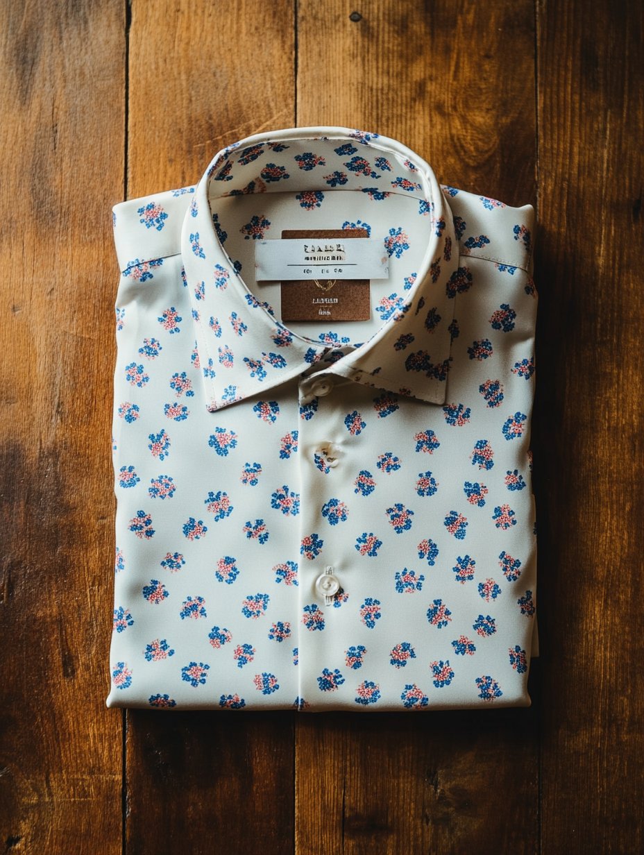 Camisa ejecutivo casual floral solapa de manga corta para hombre