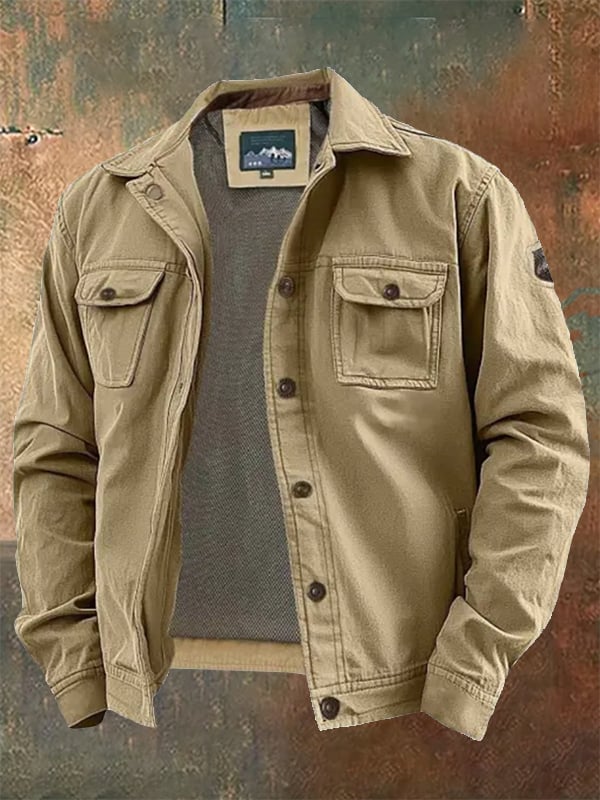 Chaqueta vintage para exterior Multi-bolsillo para hombre