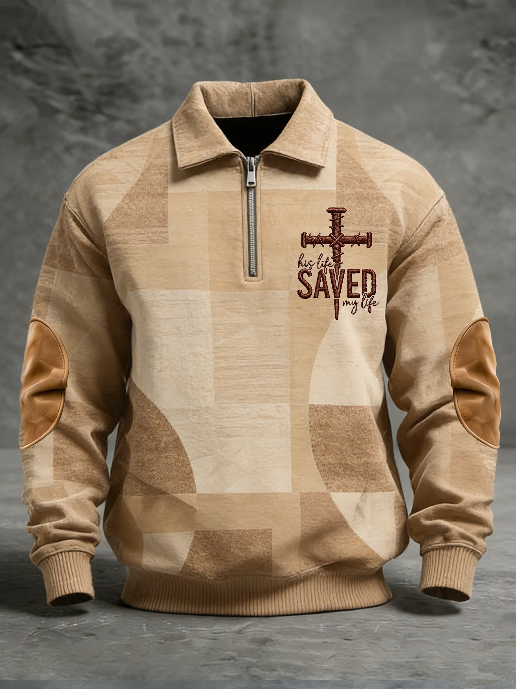 Winter Faith estampado Stand-Collar Top-Fast Shipping para hombre