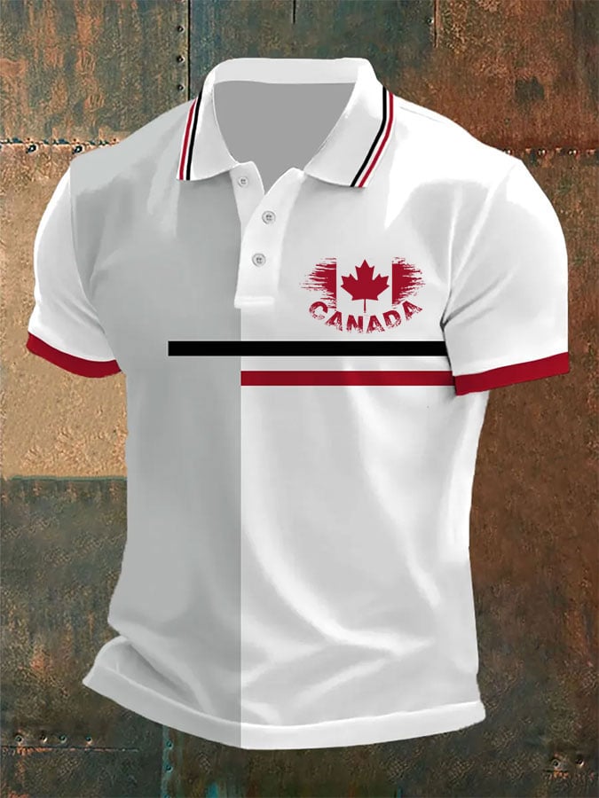 Camisa polo Canadian Flag casual para hombre
