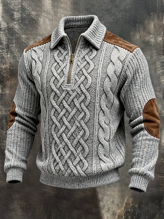 Sudadera vintage-Style desgastado texturizado tejido para hombre