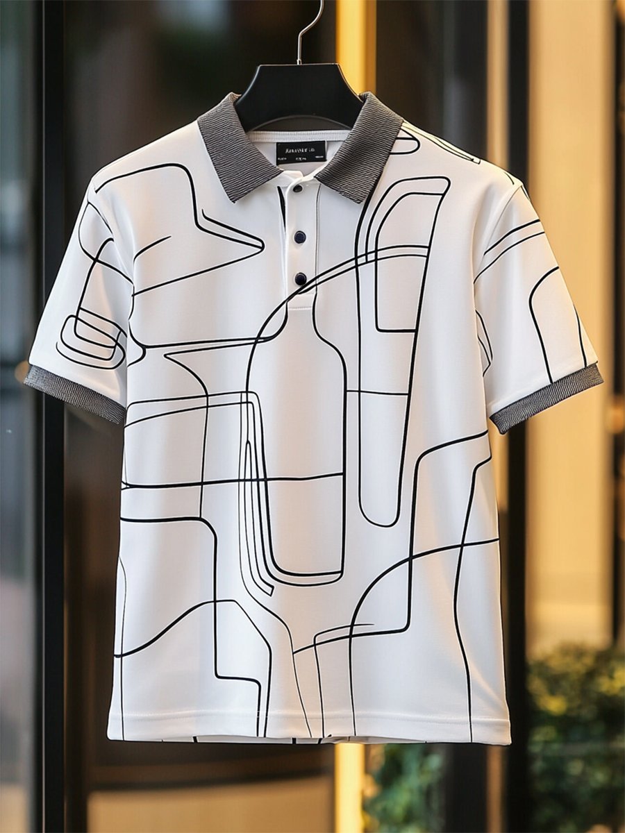 Camisa polo ejecutivo casual Bauhaus Style Button de manga corta para hombre