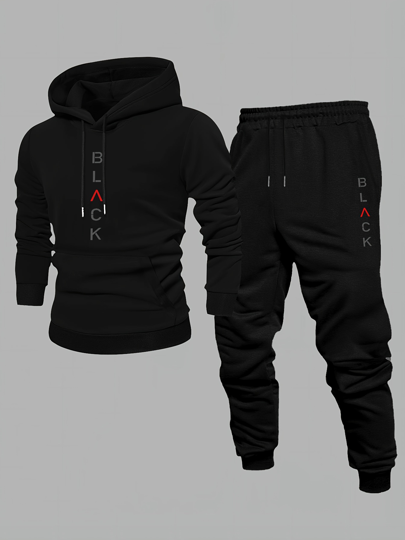 Conjunto de dos piezas casual Color Matching estampado sudadera con capuchas de manga larga sudaderas & Sweatpantalón para hombre