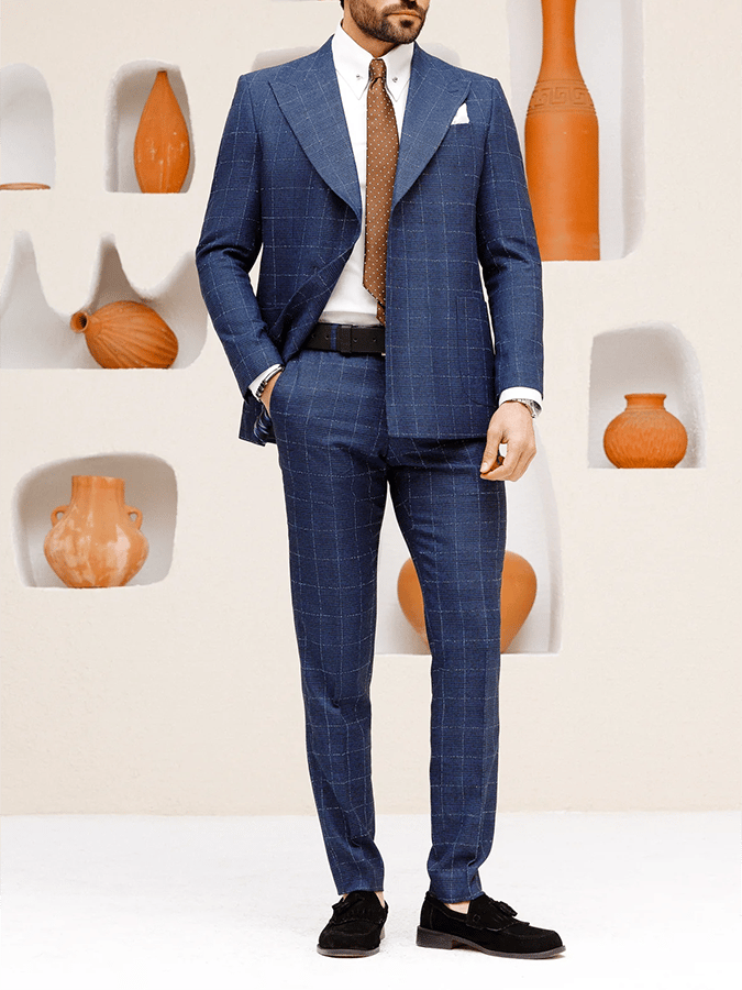 Chaqueta retro Single Breasted a cuadros Gentleman ejecutivo Suit para hombre