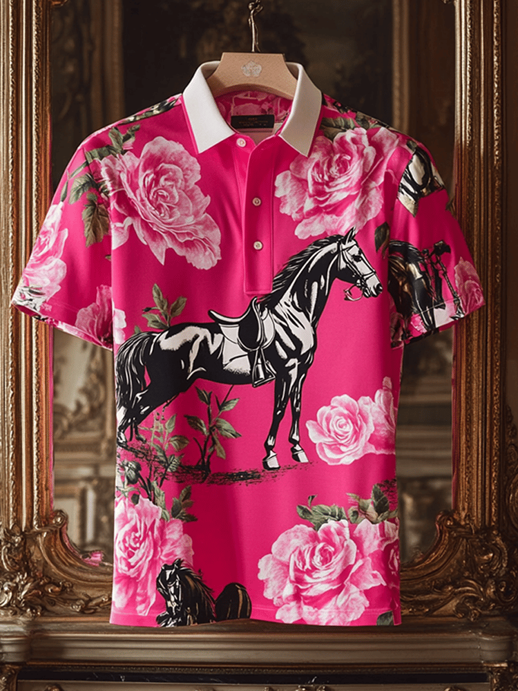 Camiseta Horse Racing de manga corta Polo para hombre