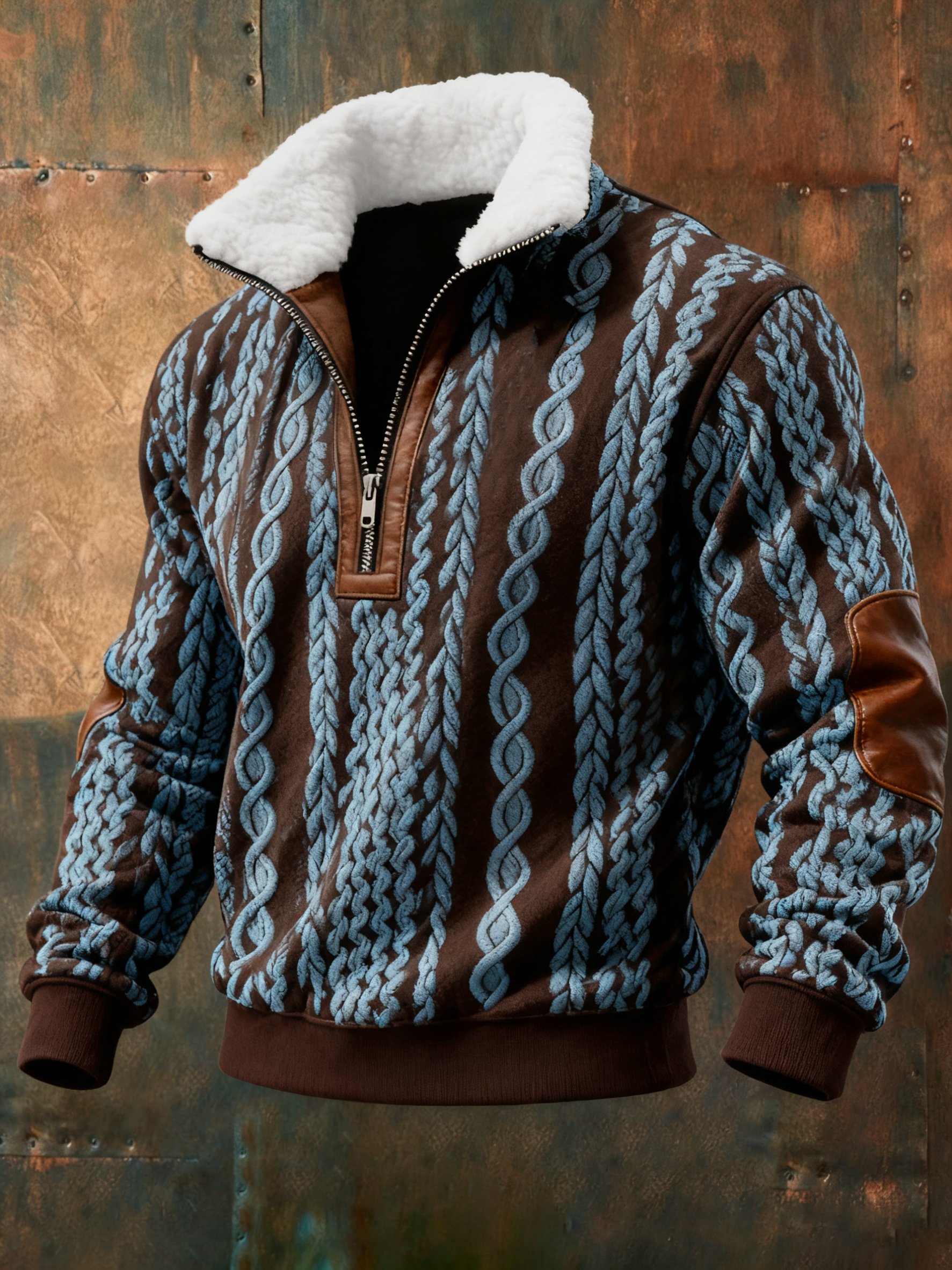 Sudadera Cable texturizado estampado casual para hombre