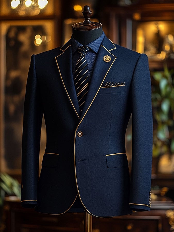 Casual clásico Contrast Color ejecutivo de manga larga Suit para hombre
