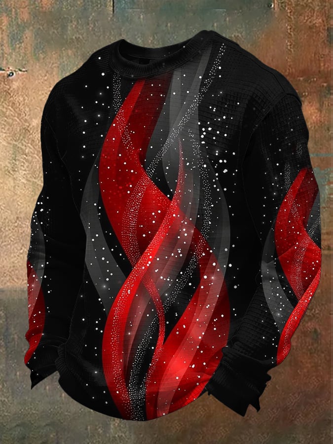 Camiseta casual retro degradado tejido tipo waffle para hombre