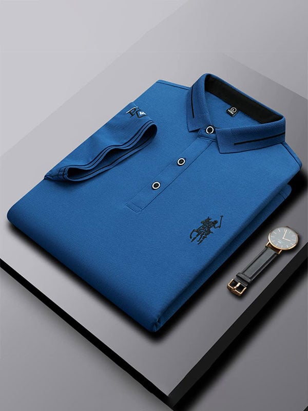 Camisa polo ejecutivo Logo solapa de manga corta para hombre
