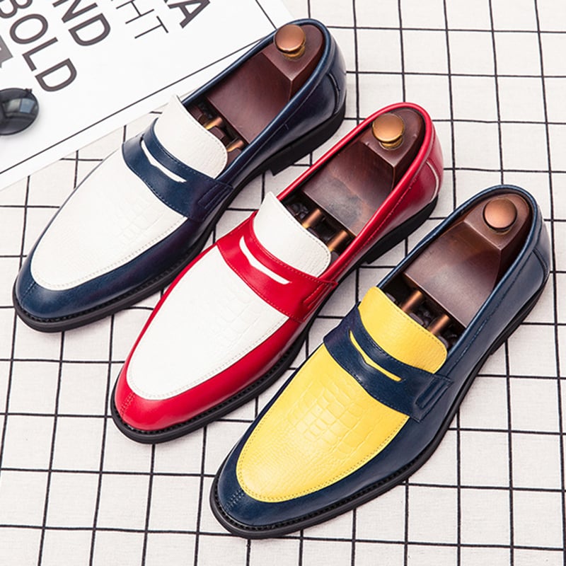 de modaable British Style casual Color Contrast Leather zapatos
