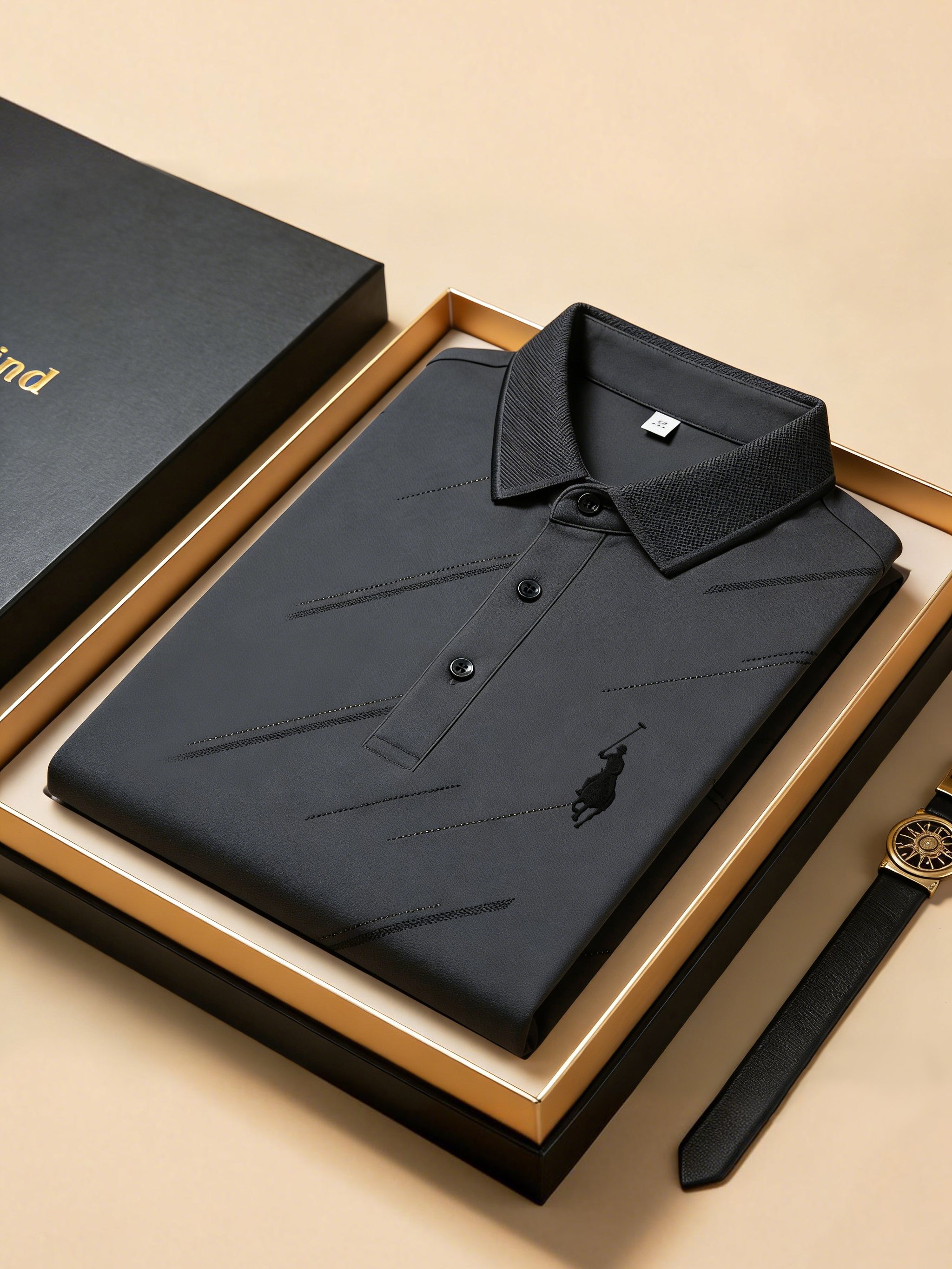 Camisa polo ejecutivo Style estampado de manga corta para hombre