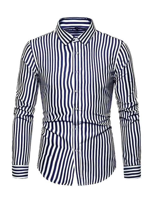 Camisa rayas estampado ejecutivo de manga larga para hombre