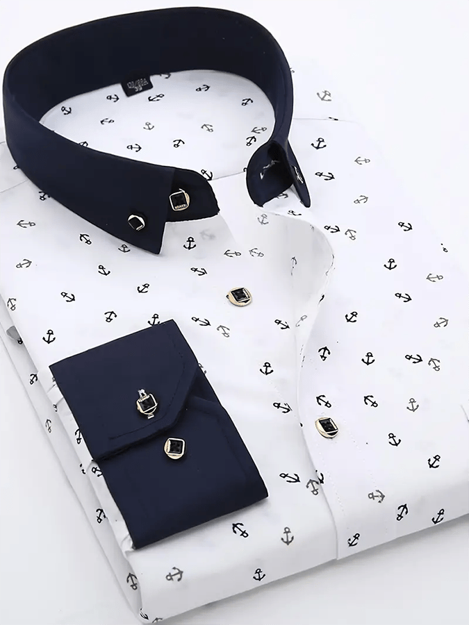 Camisa geométrico ejecutivo casual para hombre