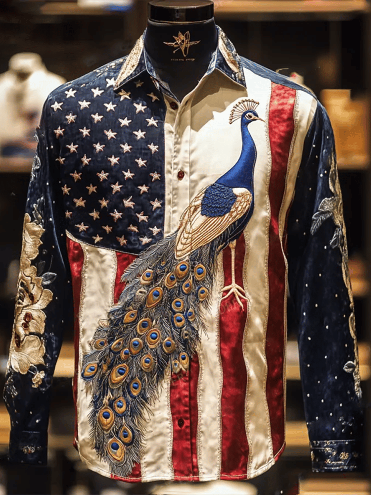 Camisa de lujo Independence Day de manga larga para hombre