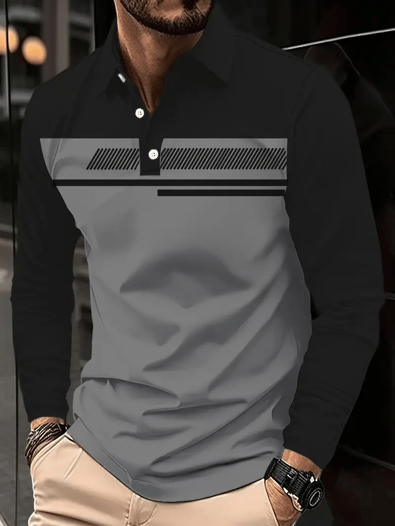 Camisa polo ejecutivo clásico rayas estampado Button para hombre