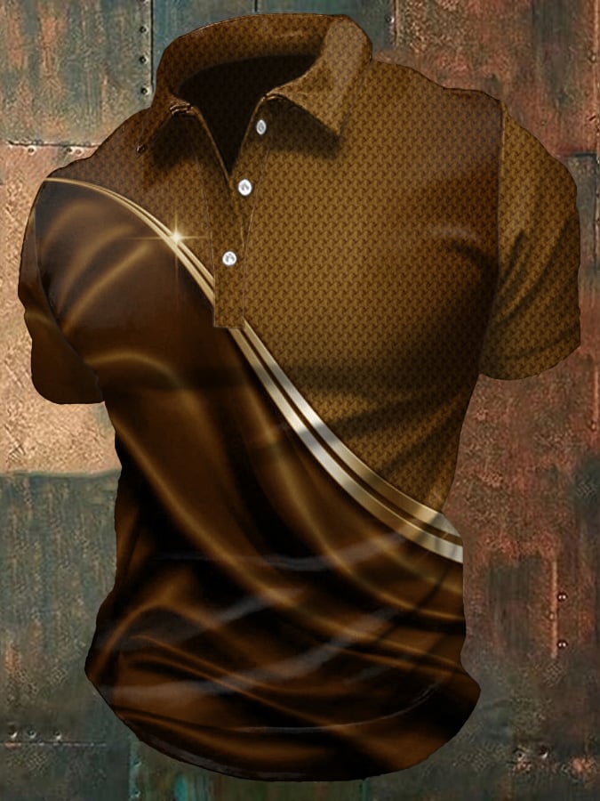Camisa polo casual degradado ejecutivo Style de manga corta para hombre
