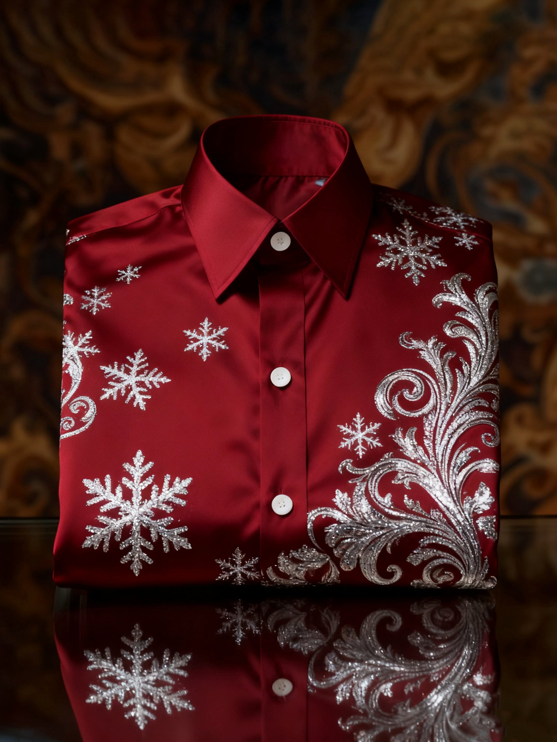 Camisa de lujo Christmas Party de manga larga con botones para hombre