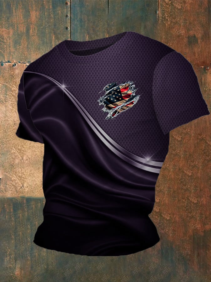 Camiseta Independence Day Flag estampado cuello redondo para hombre