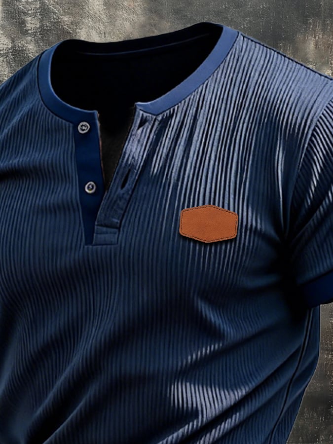 Camiseta retro acanalado texturizado elástico Henry para hombre