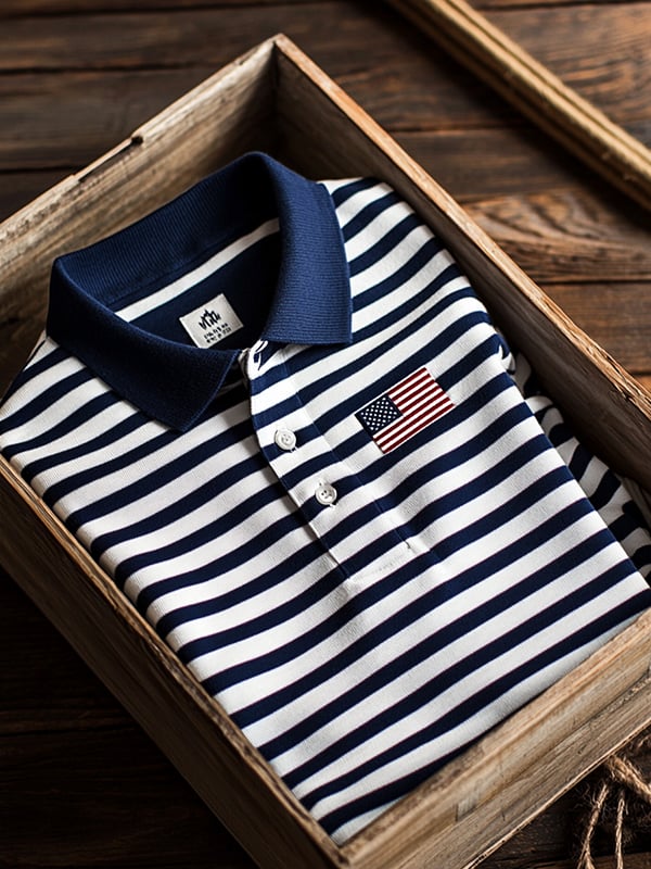 Camisa polo clásico ejecutivo Flag Independence Day de manga corta para hombre