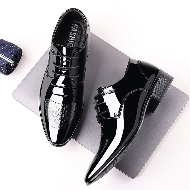 Zapatos Comfortable British ejecutivo Lace-up Patent cuero para hombre