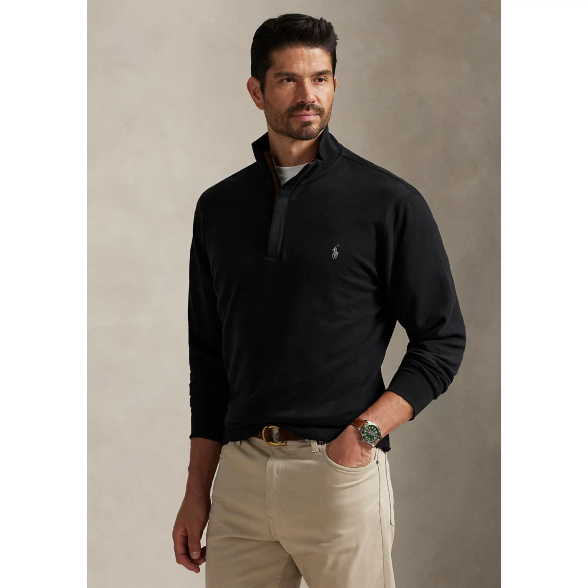 Big & Tall Luxury Jersey Quarter-Zip Pullover - 6