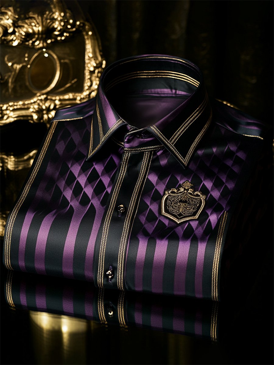 Camisa seda rayas de lujo ejecutivo de manga larga para hombre