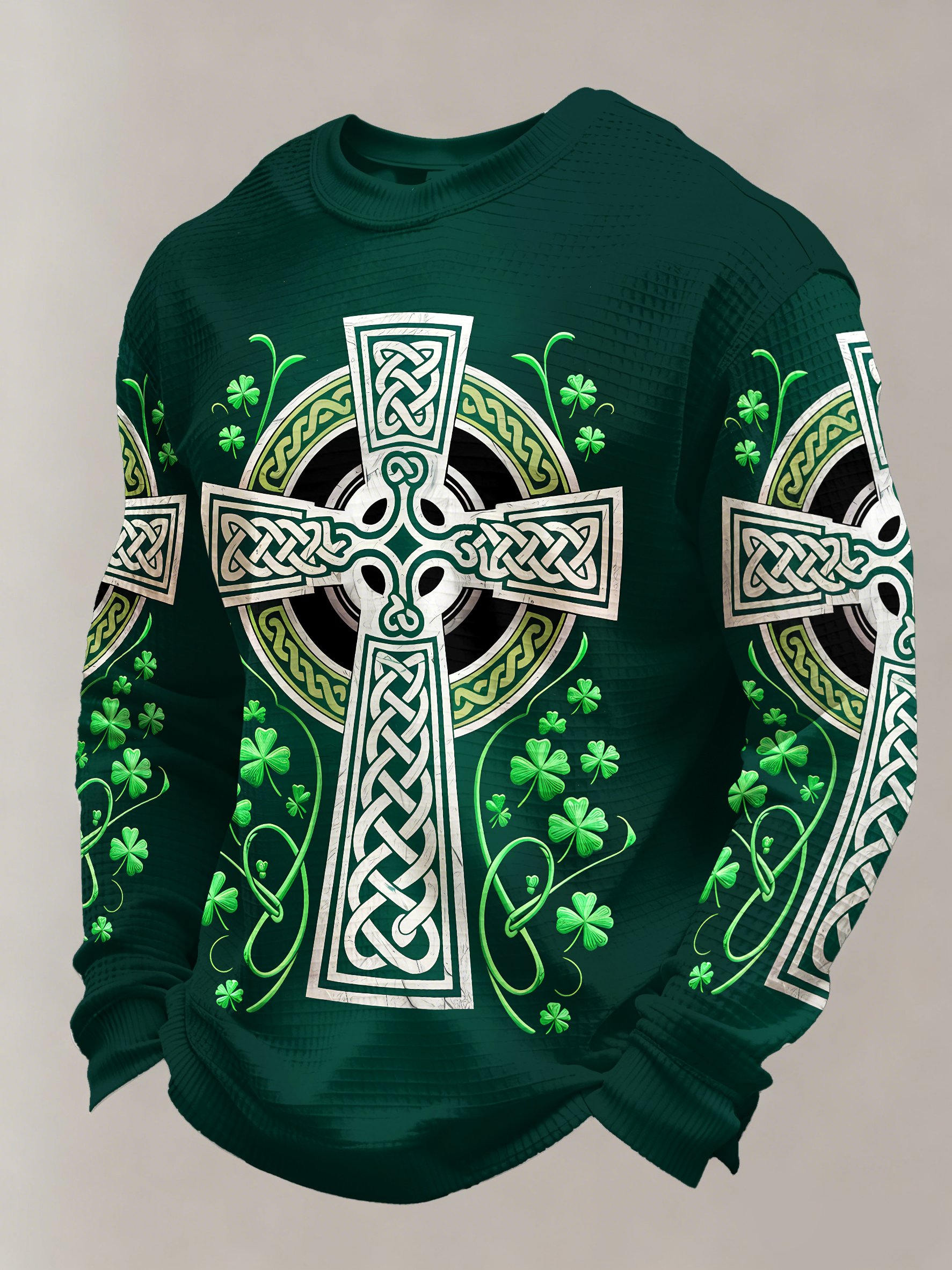 Saint Patrick estampado casual de manga larga Top para hombre