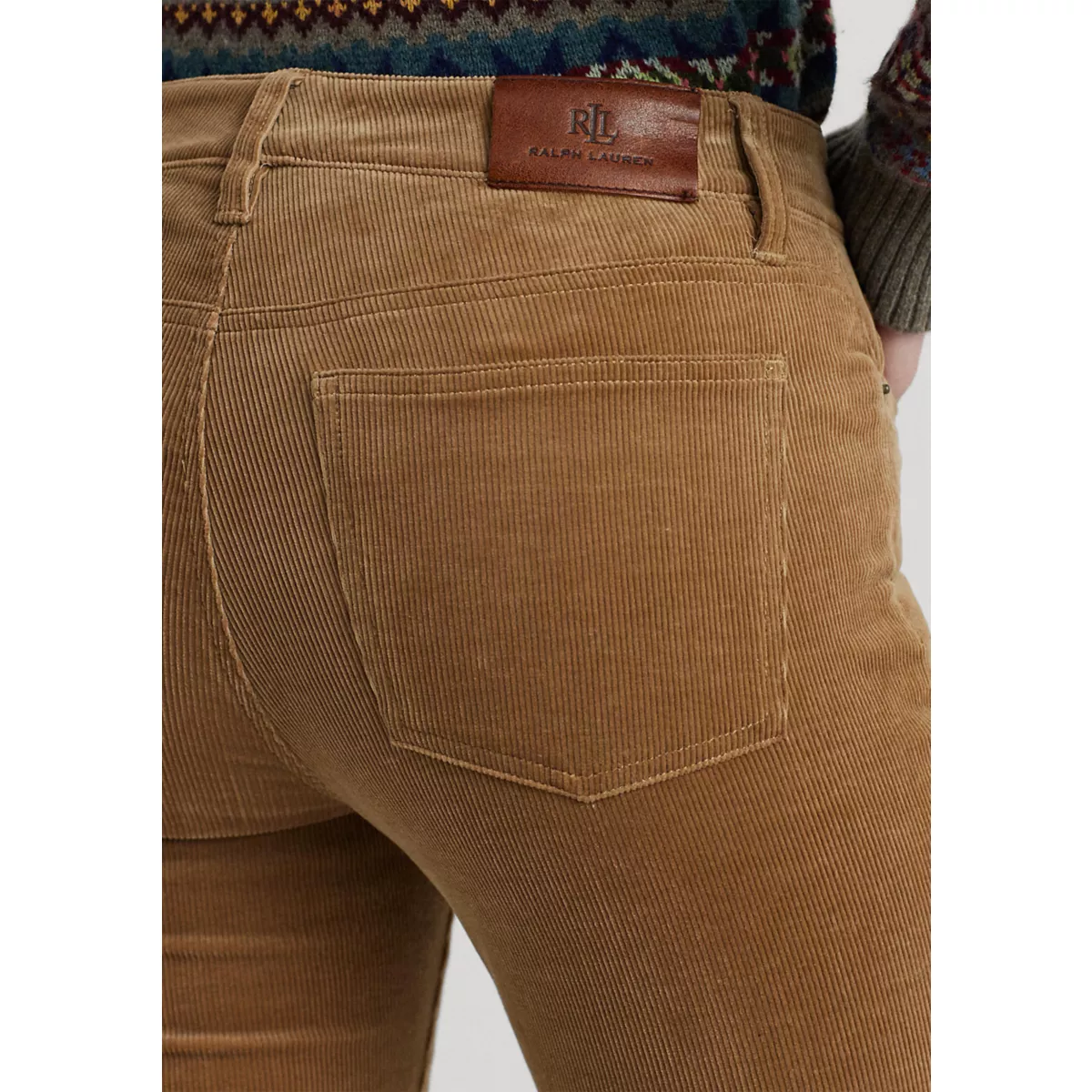 Stretch Corduroy Mid Rise Straight Pants - 3