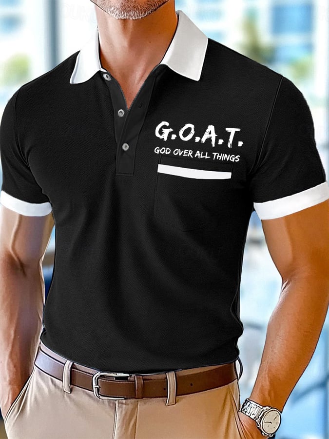 Camisa polo retro Faith Design estampado Comfortable And transpirable casual With bolsillo para hombre