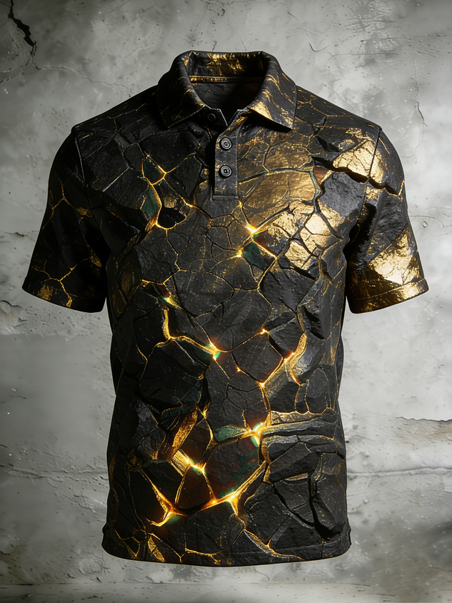 Moisture Wicking 3D degradado Abstract geométrico de manga corta Golf Polo