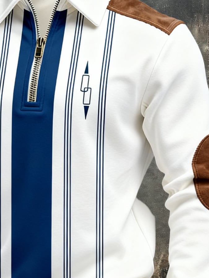 Sudadera retro en bloques de color estampado cierre para hombre