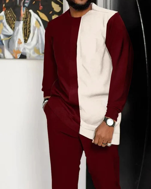 Casual en bloques de coloring de manga larga Walking Suit-004 para hombre