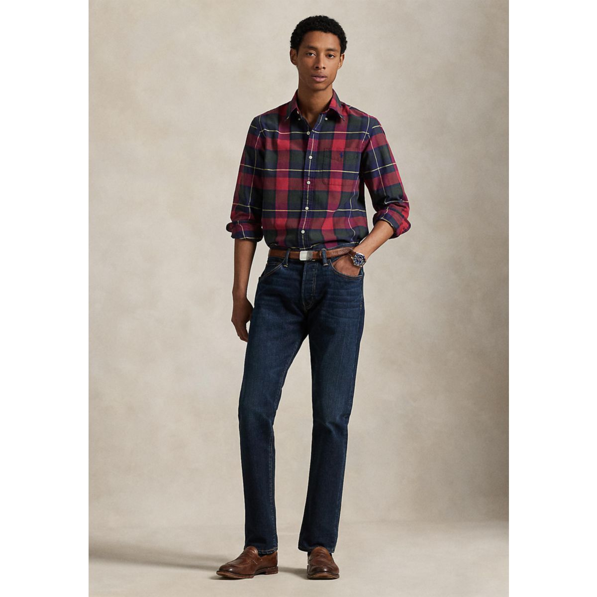 Classic Fit Plaid Oxford Shirt - 4