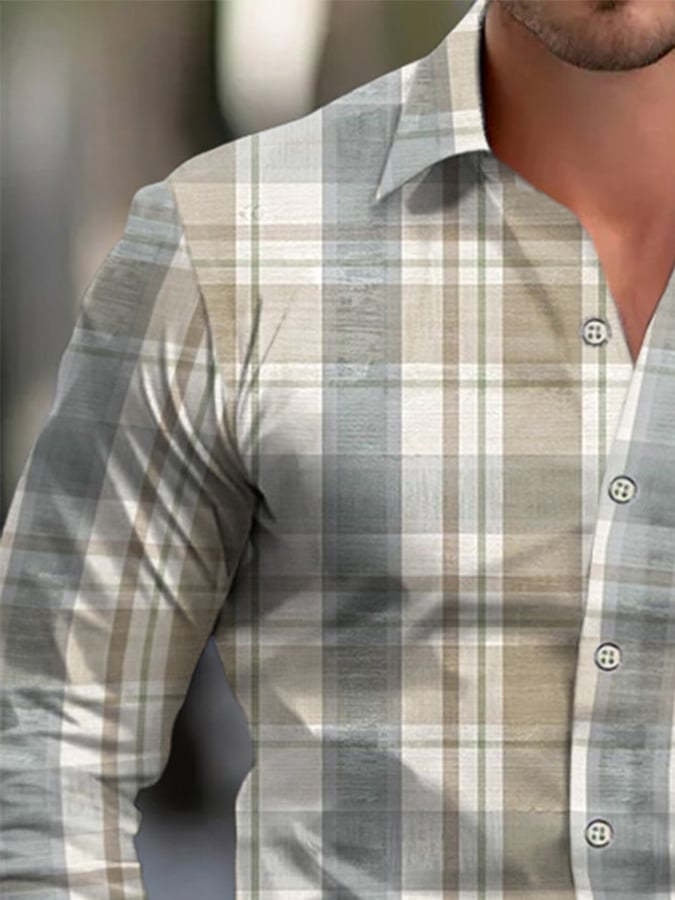 Camisa Check diseño estampado ejecutivo para hombre