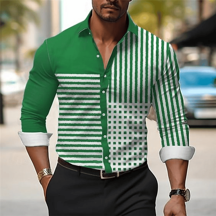 Camisa geométrico Design ejecutivo casual para hombre