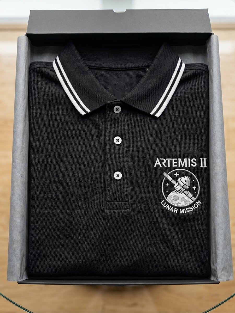 Camisa polo Artemis II Commemorative Edition casual de manga corta para hombre