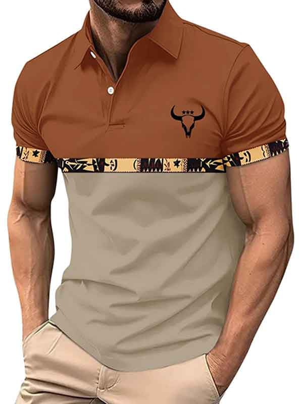 Camisa polo ejecutivo casual a rayas Button de manga corta para hombre