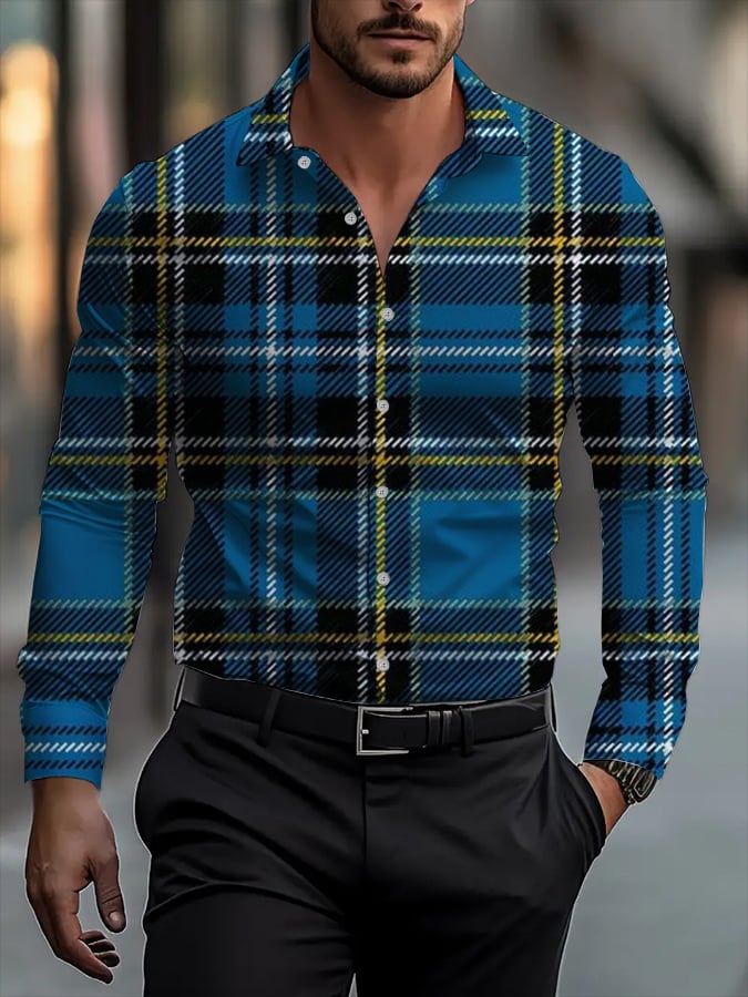 Camisa ejecutivo casual a rayas de manga larga para hombre