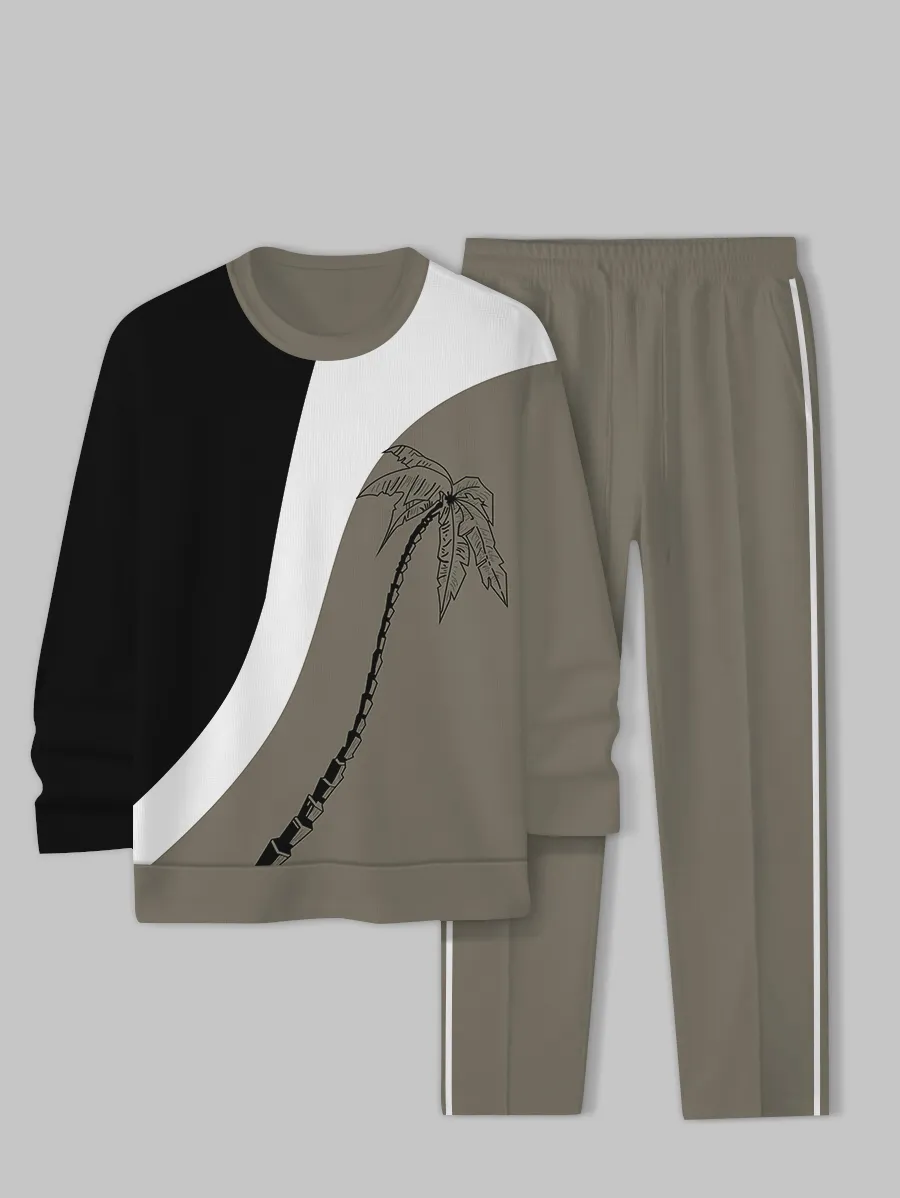 Simple Colorblock Round Neck casual Sports Set 0115 para hombre