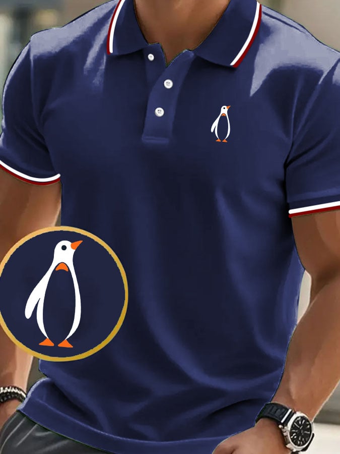 Camisa polo clásico casual with penguin estampado para hombre