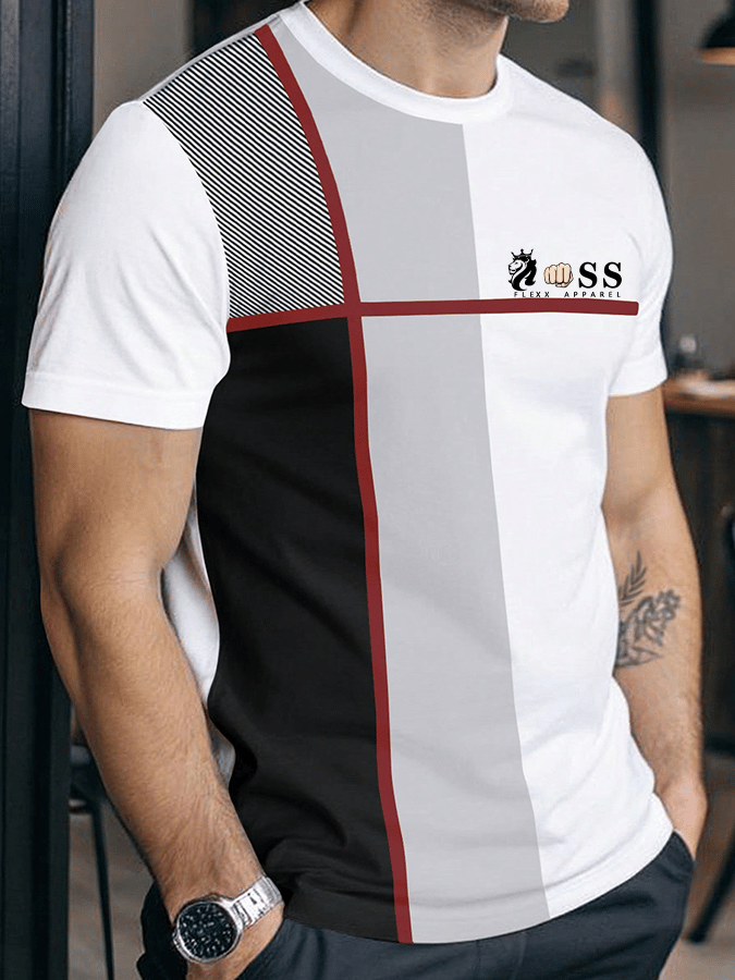 Camiseta retro Letter estampado cuello redondo para hombre