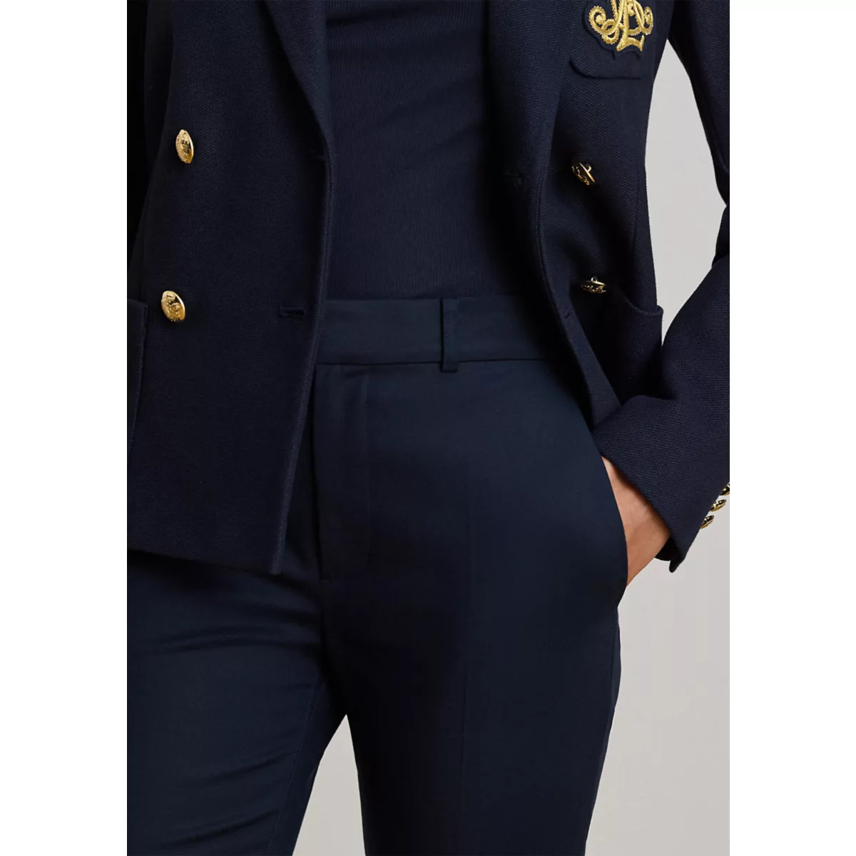 Double-Faced Cotton Slim Straight Pants - 3