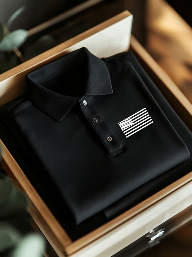 Camisa polo American Flag casual para hombre