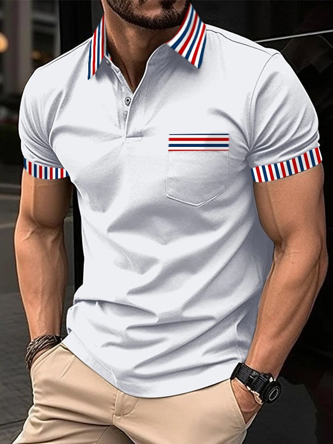 Casual Color Contrast Polo para hombre