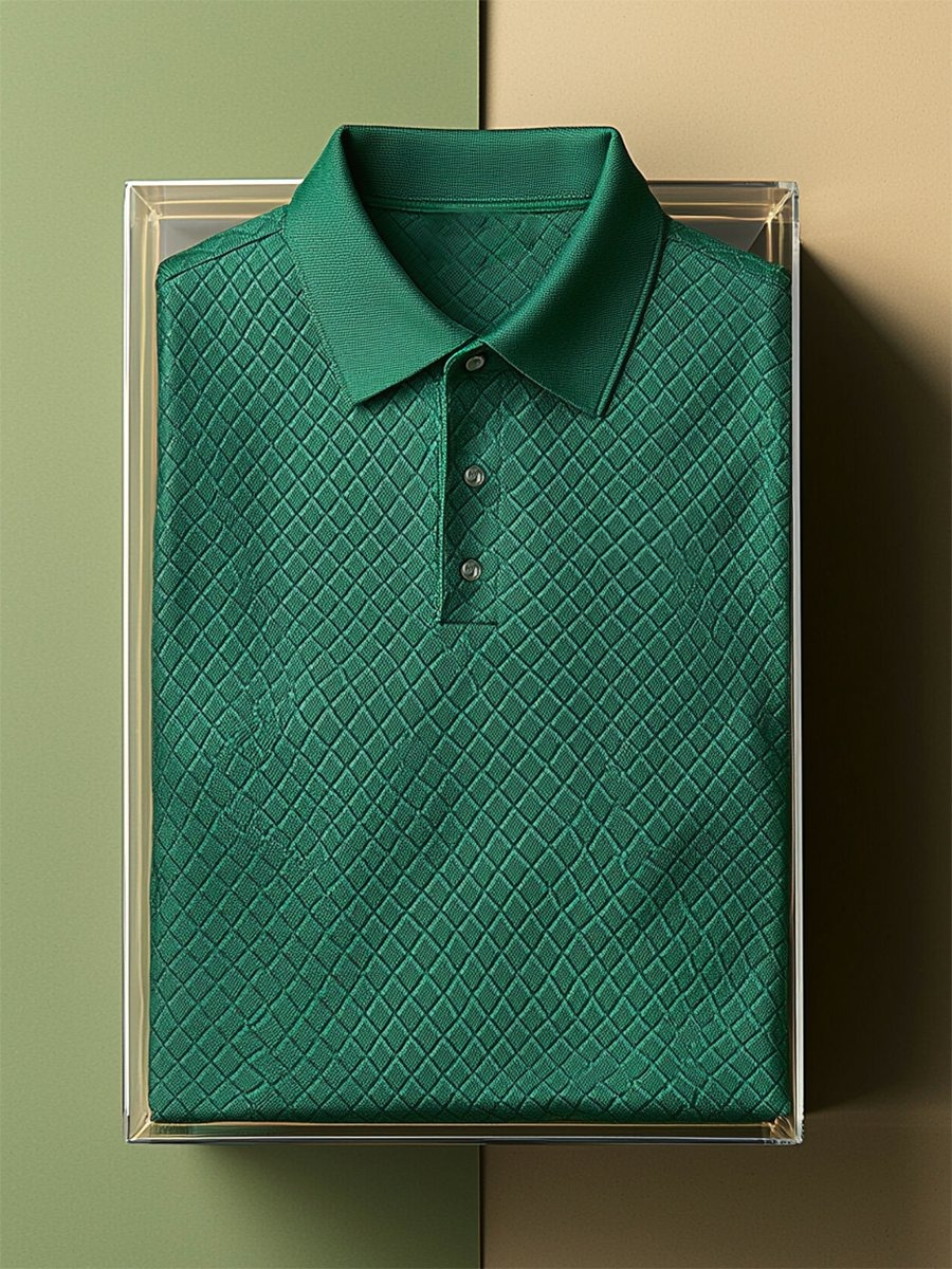 Camisa polo ejecutivo casual bordado Button de manga corta para hombre