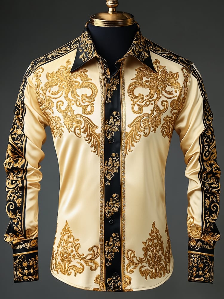 Camisa satén Luxe de manga larga con botones para hombre
