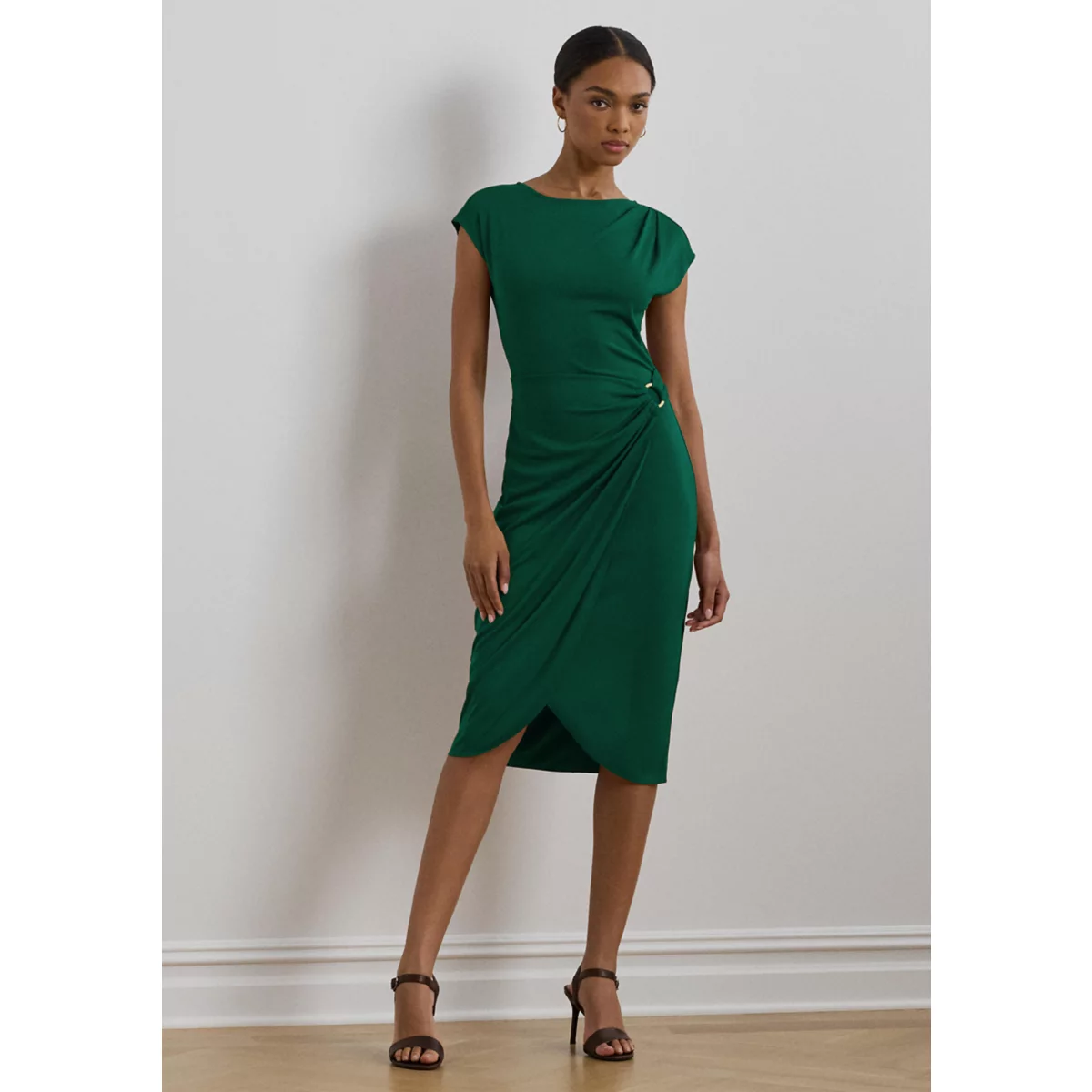 Ring Trim Jersey Cap Sleeve Dress - 1