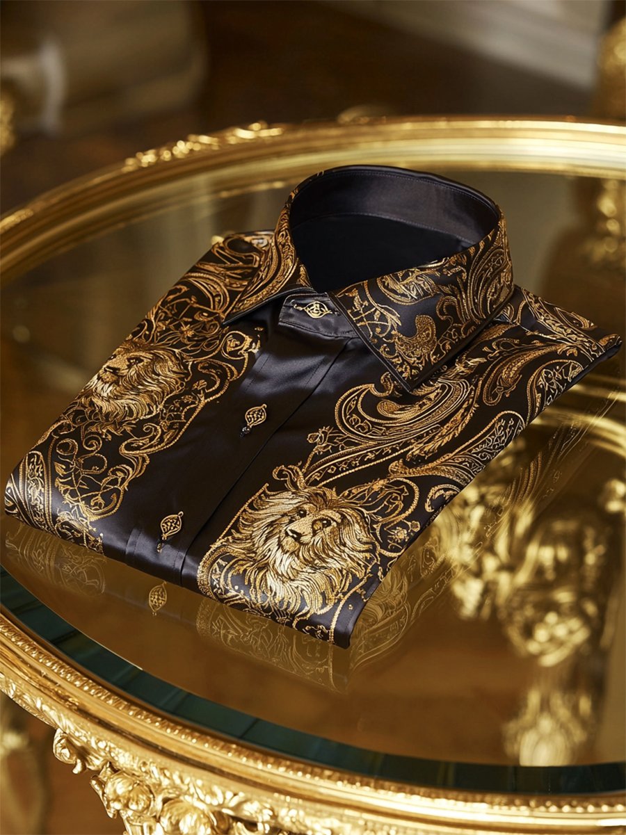 Camisa satén Luxe de manga larga con botones para hombre