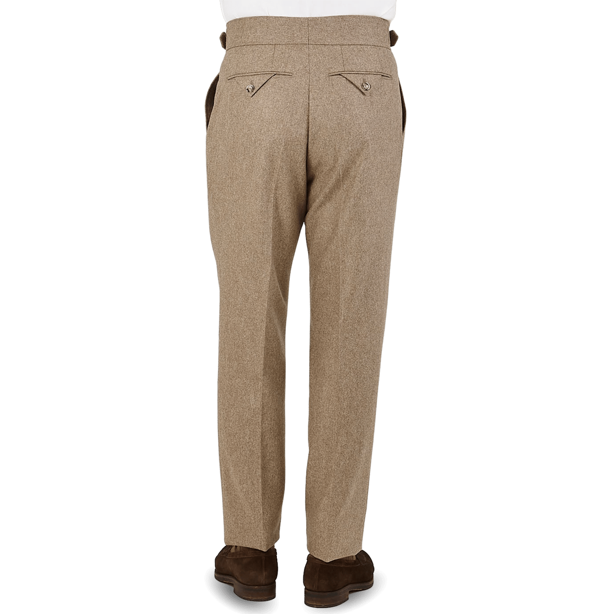 Light Brown lana Flannel Pleated Gurkha Trousers